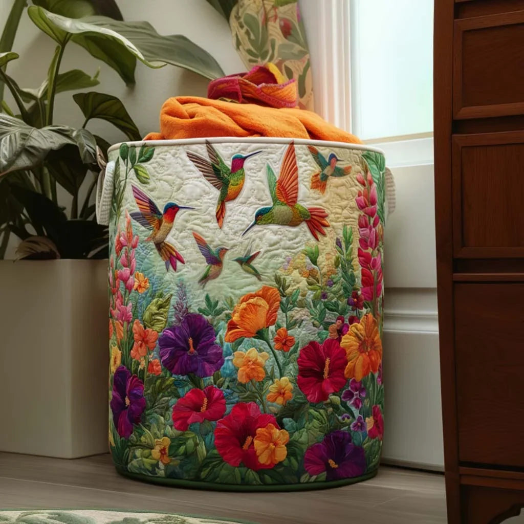Panier à Linge Matelassé | Papillons parmi les Fleurs