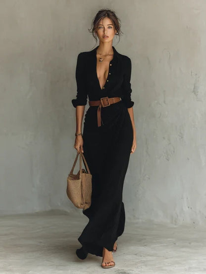 Costanza | Robe Longue à Col Revers