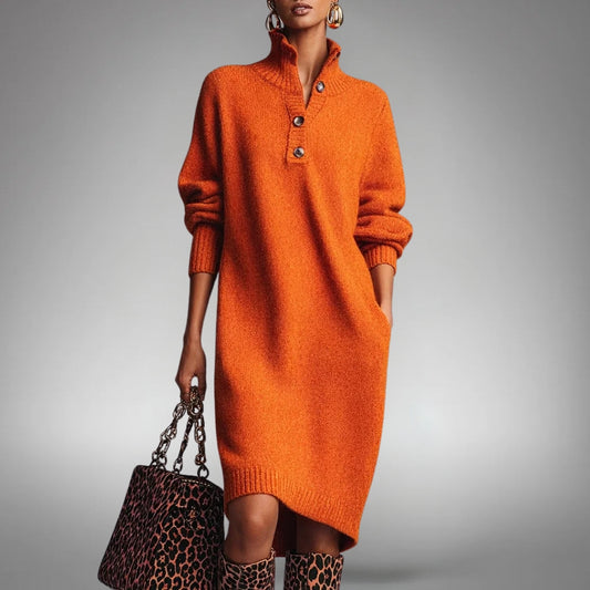 Elyon, robe pull midi orange