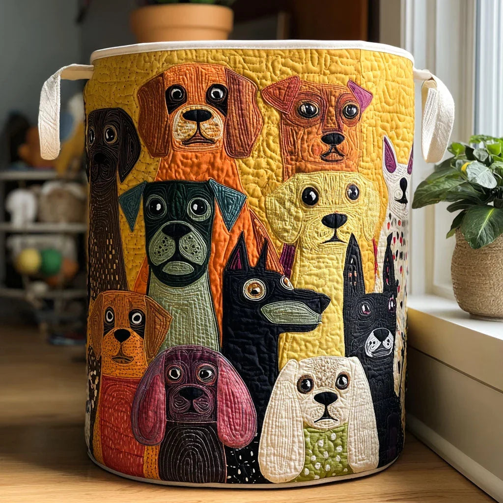 Panier à Linge Matelassé | Chiens dans la Forêt