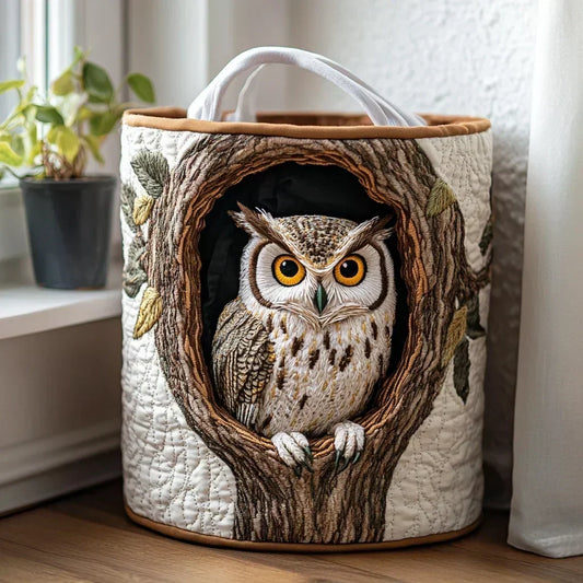 Panier à Linge Matelassé | Hibou dans les Branches
