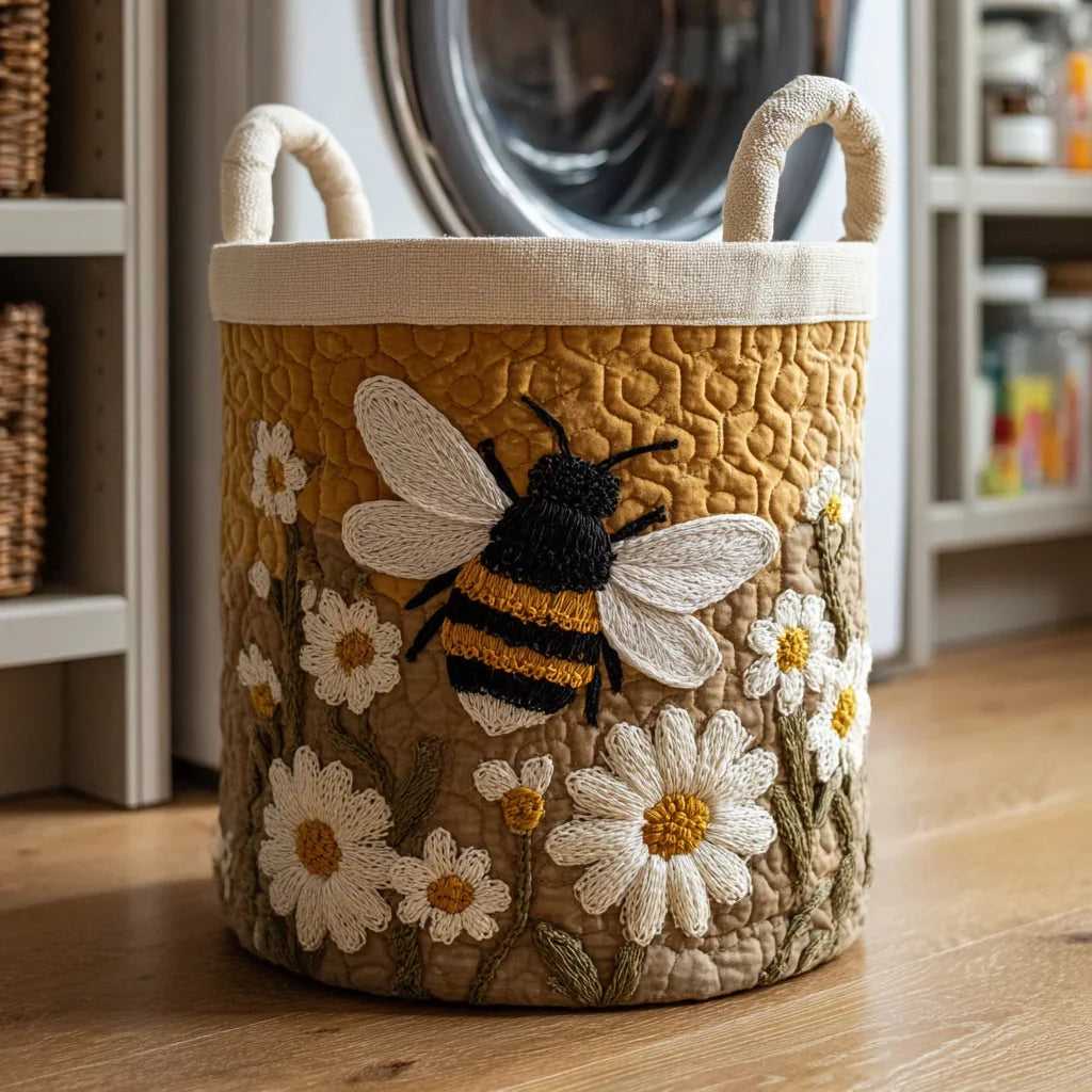 Panier à Linge Matelassé | Abeilles et Marguerites
