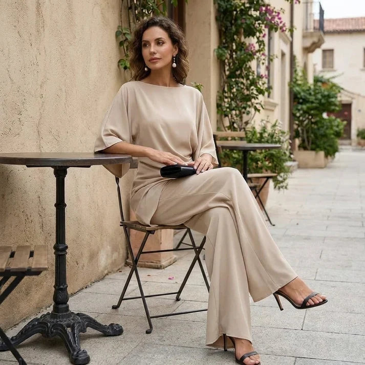 Gabriella | Ensemble Blouse Drapée et Pantalon Large