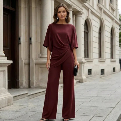 Gabriella | Ensemble Blouse Drapée et Pantalon Large