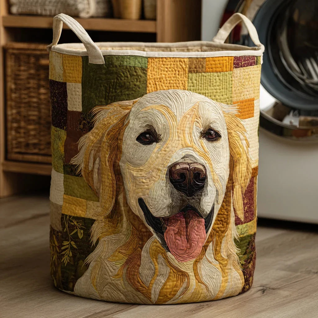 Panier à Linge Matelassé | Golden Retriever Souriant