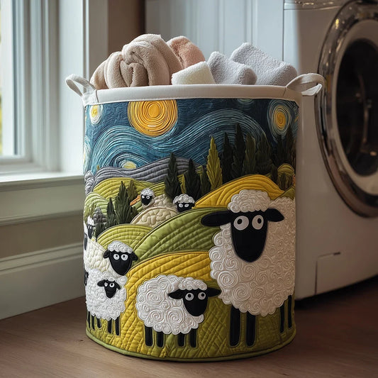 Panier à Linge Matelassé | Agneaux dans le Pré