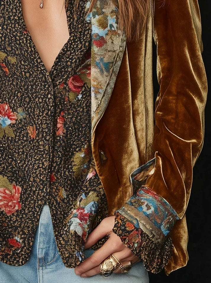 Marcela | Blazer Patchwork à Imprimé Floral Vintage