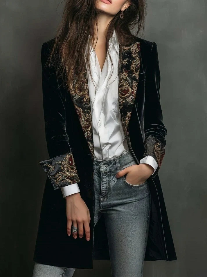 Marta | Blazer Cintré à Imprimé Baroque