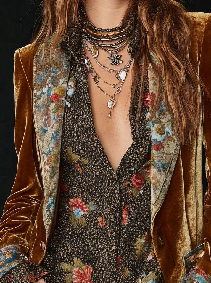 Marcela | Blazer Patchwork à Imprimé Floral Vintage