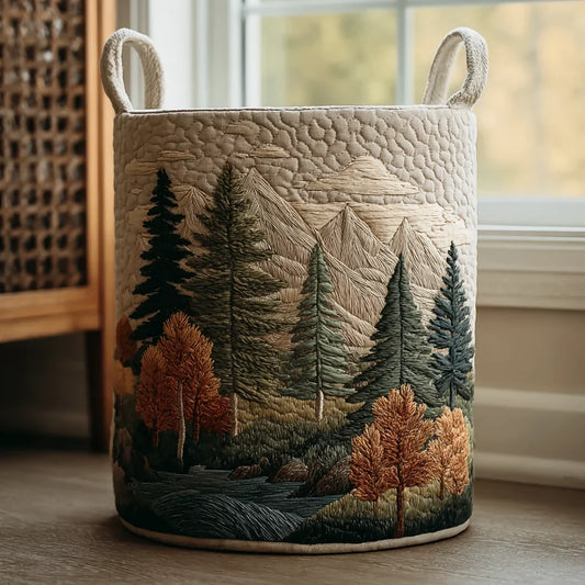Panier à Linge Matelassé | Montagnes et Forêt