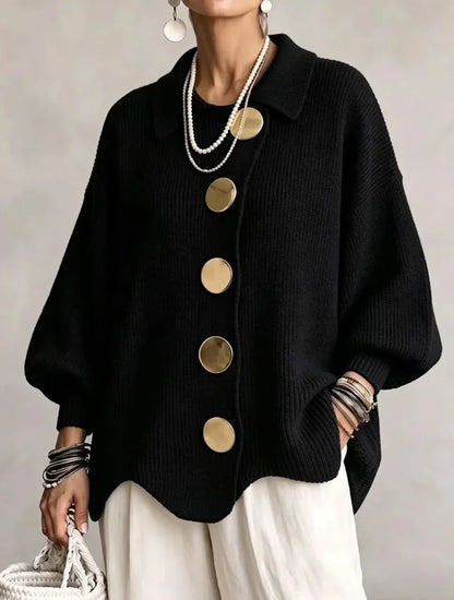 Victoire | Cardigan Oversize à Gros Boutons Dorés