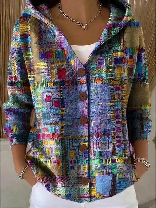 Morgana | Cardigan en Maille Imprimée à Capuche
