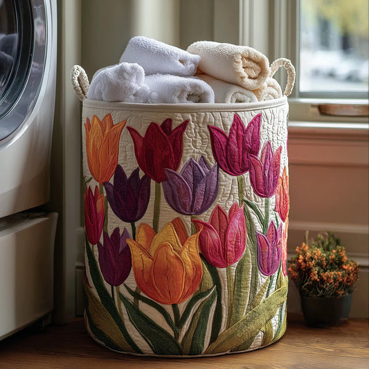 Panier à Linge Matelassé | Tulipes en Fleurs