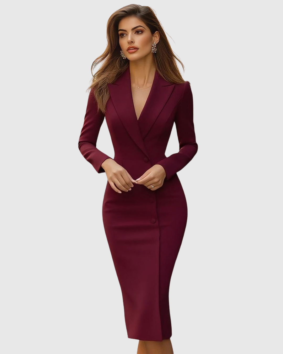 Anna | Robe Midi Élégante Style Blazer