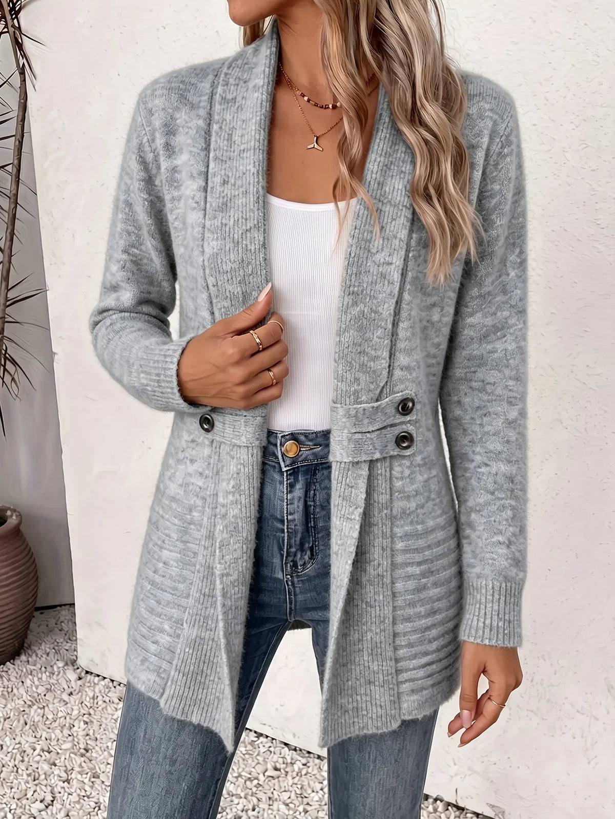 Xalviere | Cardigan Élégant pour Femme - Ouvert Devant et Taille Cintrée