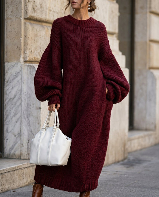 Adèle | Robe Maxi Oversize en Maille Côtelée