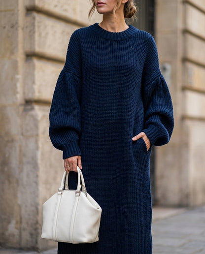 Adèle | Robe Maxi Oversize en Maille Côtelée