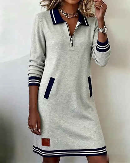 Noelia | Robe Décontractée à Manches Longues et Col Zippé
