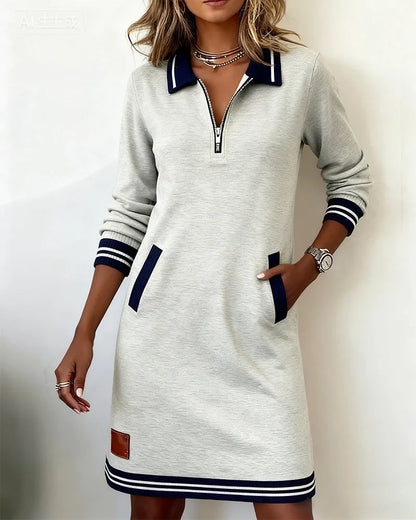 Noelia | Robe Décontractée à Manches Longues et Col Zippé