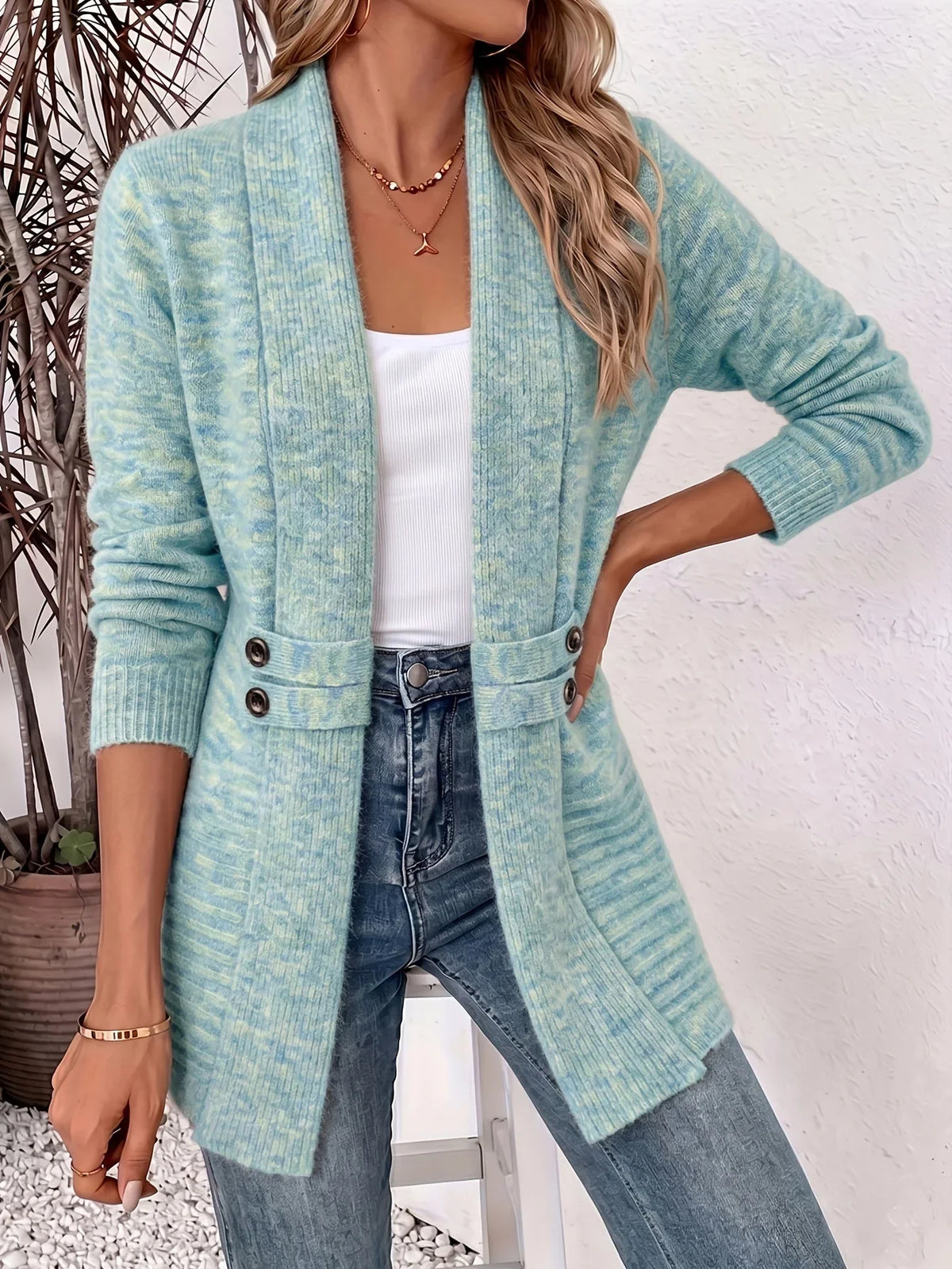 Xalviere | Cardigan Élégant pour Femme - Ouvert Devant et Taille Cintrée