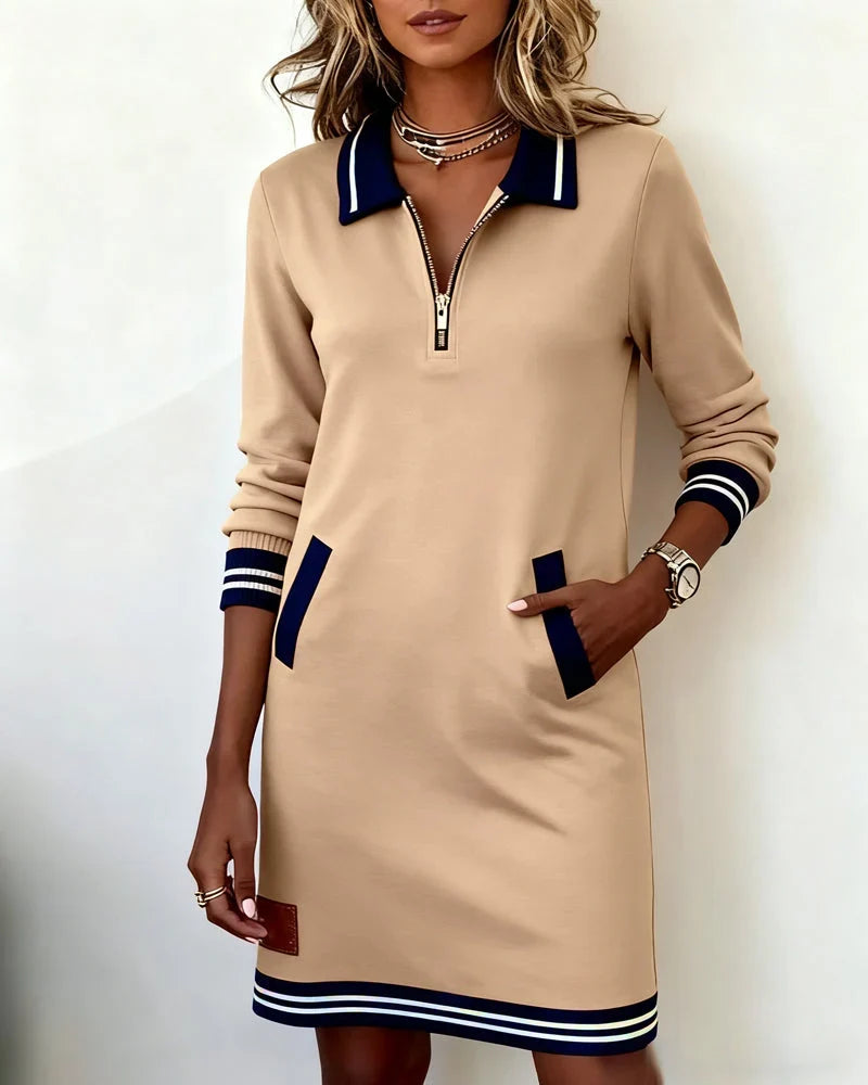Noelia | Robe Décontractée à Manches Longues et Col Zippé