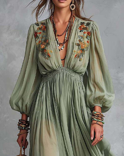 Élodine | Robe Longue Bohème à Fleurs