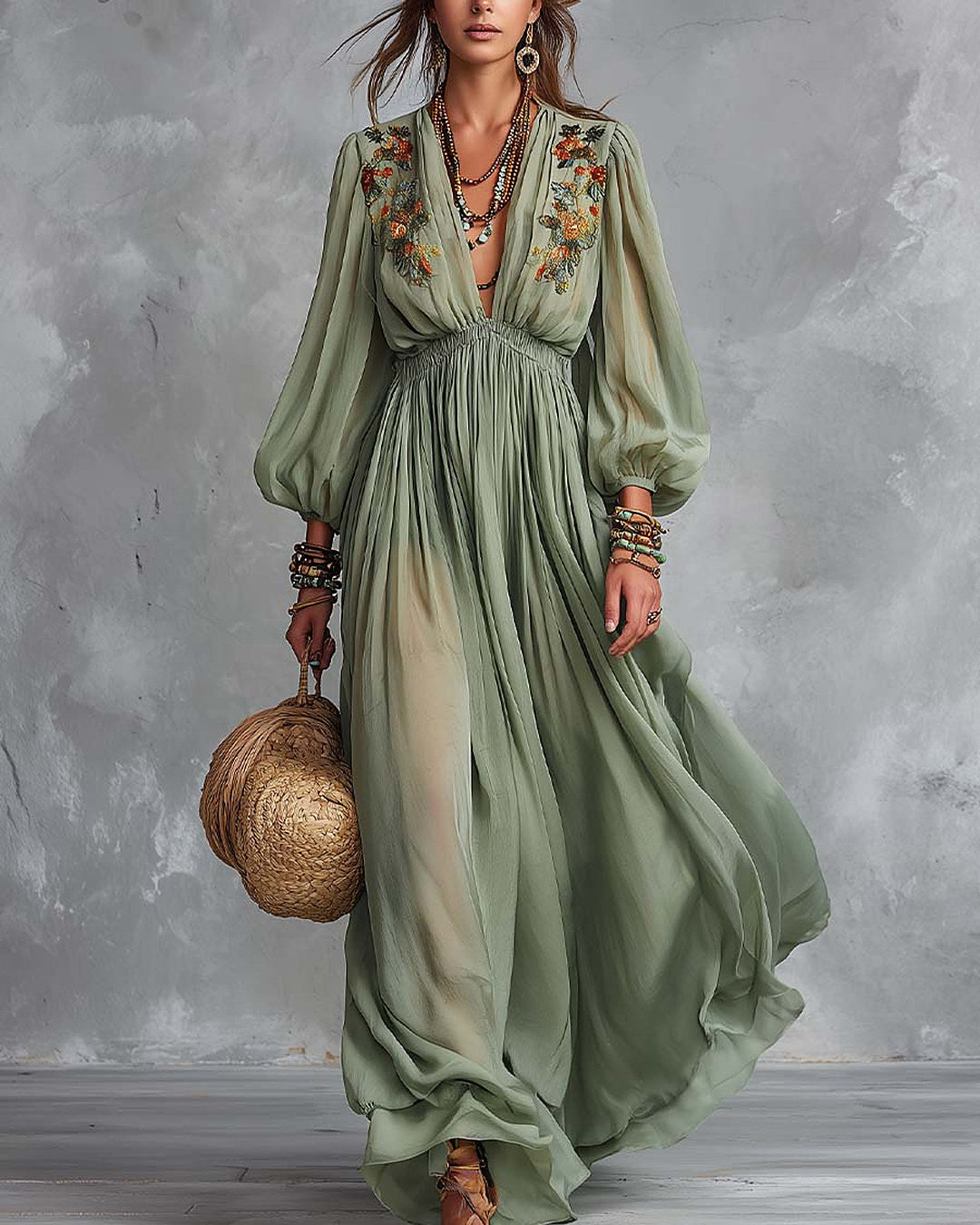 Élodine | Robe Longue Bohème à Fleurs