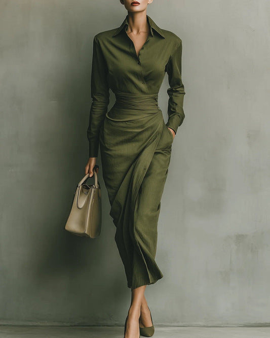 Noëlle | Robe Longue Vert Militaire