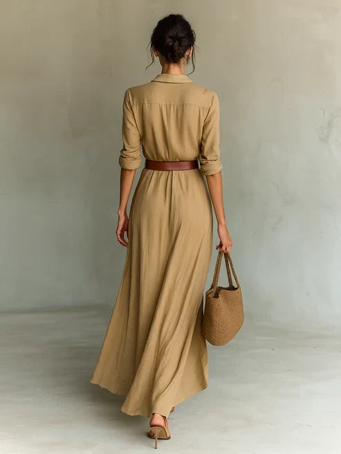 Costanza | Robe Longue à Col Revers