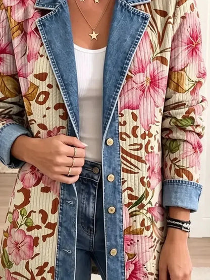Luna | Veste Rétro Fleurs et Léopard Art