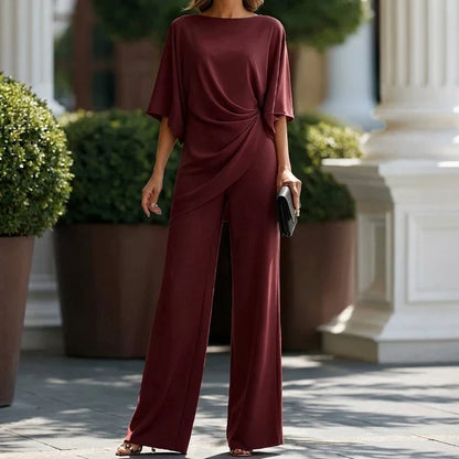 Gabriella | Ensemble Blouse Drapée et Pantalon Large